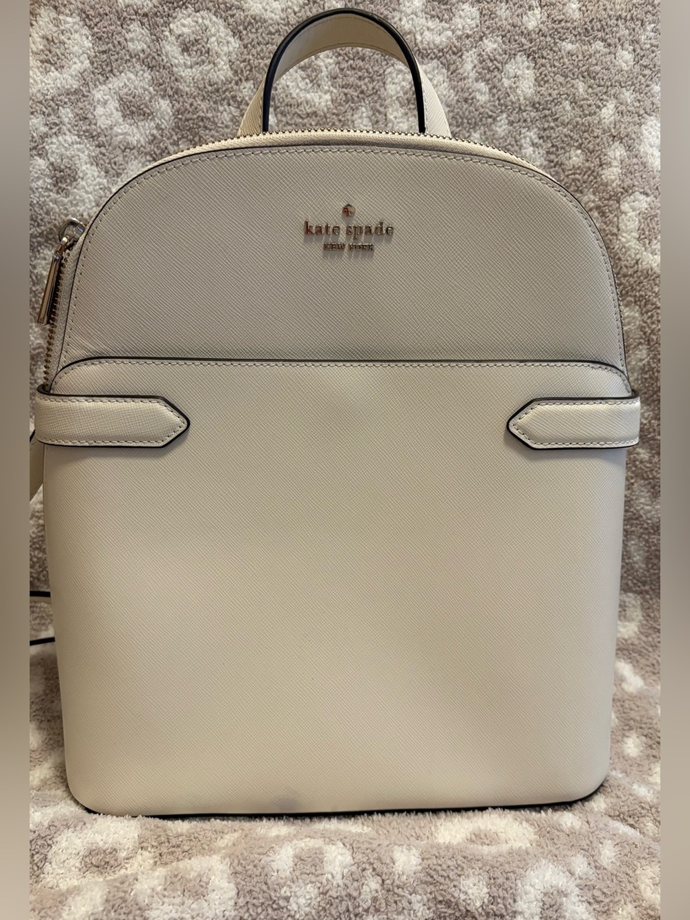 Kate Spade Staci Med. Dome Backpack - cream  w/gold-tone logo - NWOT